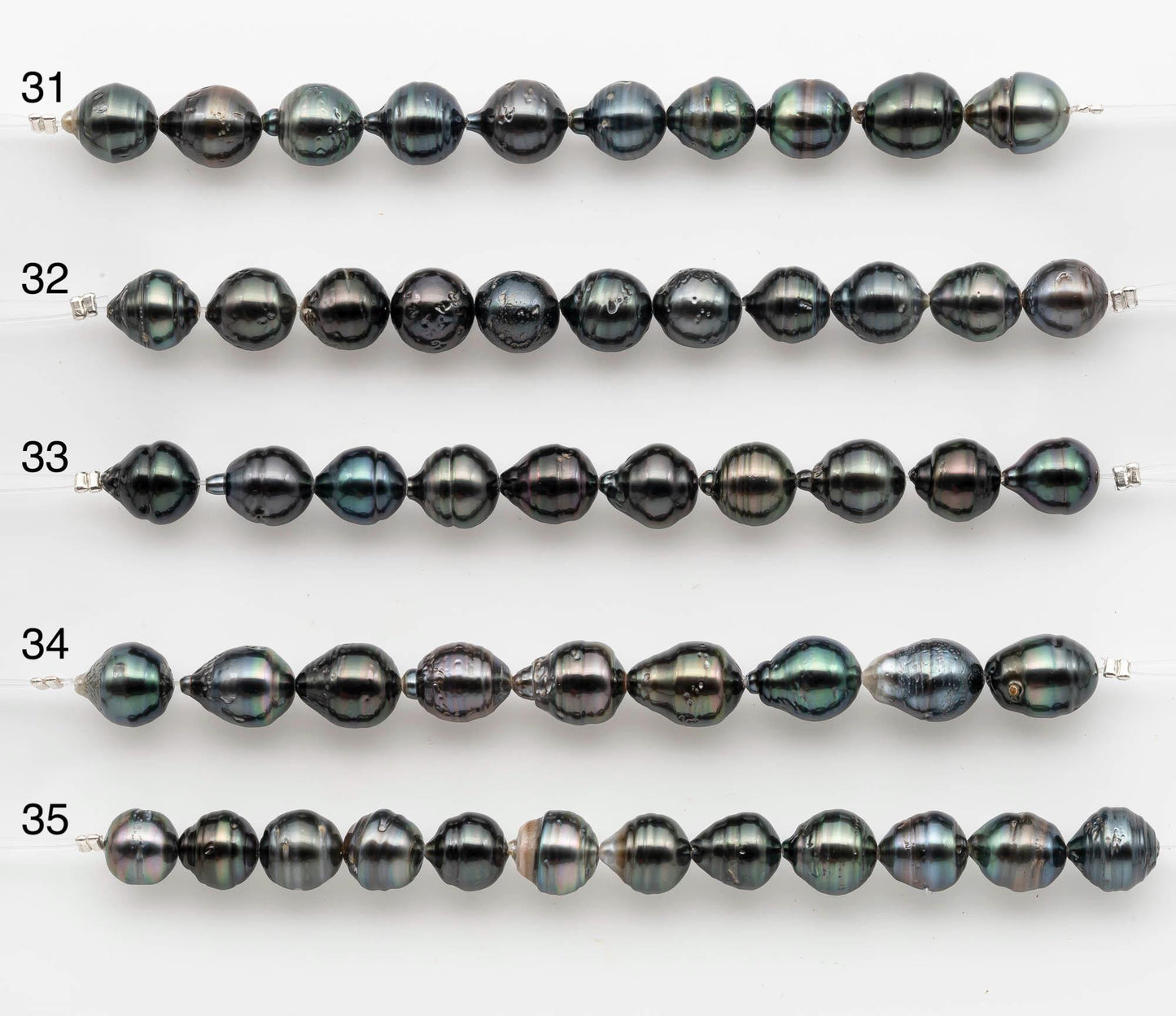 8-9mm Tahitian Pearl in Short Strand with All Natural Color with High Luster for Jewelry Making, SKU# 2661TH