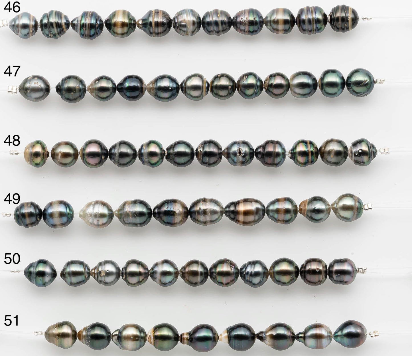 8-9mm Tahitian Pearl in Short Strand with All Natural Color with High Luster for Jewelry Making, SKU# 2661TH