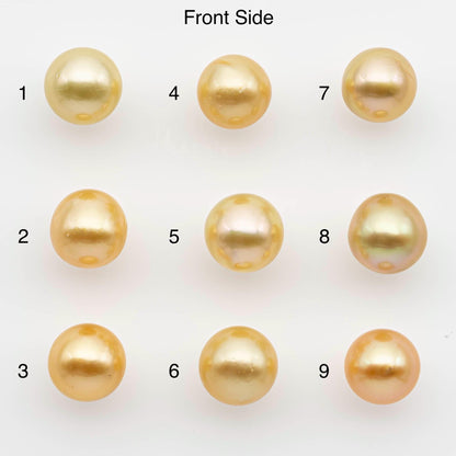 8-9mm South Sea Pearl, Gold Near Round Single Piece Nondrilled with High Luster and Minor Blemishes for Jewelry Making, SKU # 2674GS