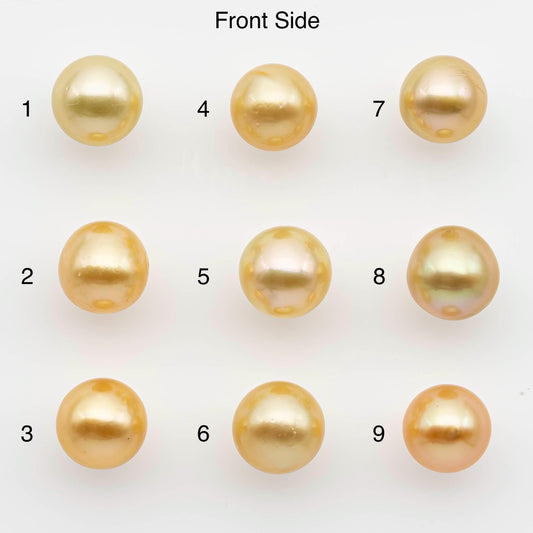 8-9mm South Sea Pearl, Gold Near Round Single Piece Nondrilled with High Luster and Minor Blemishes for Jewelry Making, SKU # 2674GS