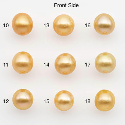 8-9mm South Sea Pearl, Gold Near Round Single Piece Nondrilled with High Luster and Minor Blemishes for Jewelry Making, SKU # 2674GS