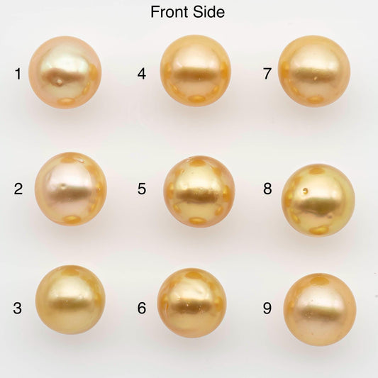 9-10mm South Sea Pearl, Gold Near Round Single Piece Nondrilled with High Luster and Minor Blemishes for Jewelry Making, SKU # 2675GS