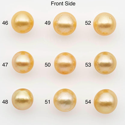 9-10mm South Sea Pearl, Gold Near Round Single Piece Nondrilled with High Luster and Minor Blemishes for Jewelry Making, SKU # 2675GS