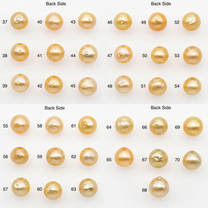 9-10mm South Sea Pearl, Gold Near Round Single Piece Nondrilled with High Luster and Minor Blemishes for Jewelry Making, SKU # 2676GS