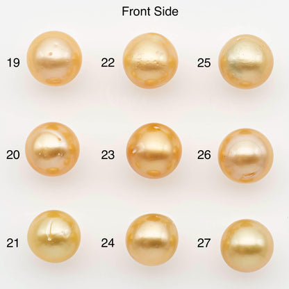 9-10mm South Sea Pearl, Gold Near Round Single Piece Nondrilled with High Luster and Minor Blemishes for Jewelry Making, SKU # 2676GS