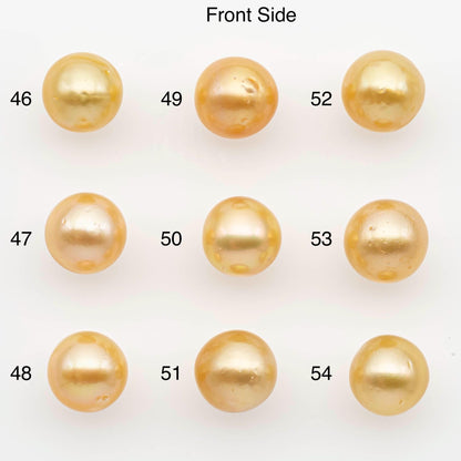 9-10mm South Sea Pearl, Gold Near Round Single Piece Nondrilled with High Luster and Minor Blemishes for Jewelry Making, SKU # 2676GS