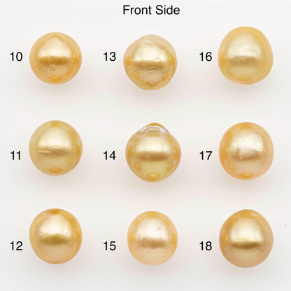 9-10mm South Sea Pearl, Gold Near Round Single Piece Nondrilled with High Luster and Minor Blemishes for Jewelry Making, SKU # 2677GS