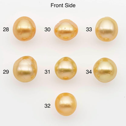9-10mm South Sea Pearl, Gold Near Round Single Piece Nondrilled with High Luster and Minor Blemishes for Jewelry Making, SKU # 2677GS