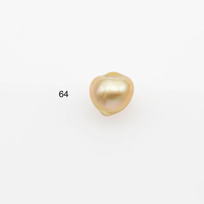 9-10mm South Sea Pearl, Gold Near Round Single Piece Nondrilled with High Luster and Minor Blemishes for Jewelry Making, SKU # 2678GS