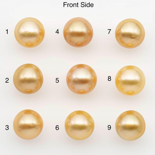 10-11mm South Sea Pearl, Gold Near Round Single Piece Nondrilled with High Luster and Minor Blemishes for Jewelry Making, SKU # 2679GS
