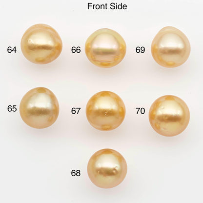 10-11mm South Sea Pearl, Gold Near Round Single Piece Nondrilled with High Luster and Minor Blemishes for Jewelry Making, SKU # 2679GS