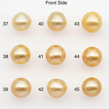 10-11mm South Sea Pearl, Gold Near Round Single Piece Nondrilled with High Luster and Minor Blemishes for Jewelry Making, SKU # 2680GS