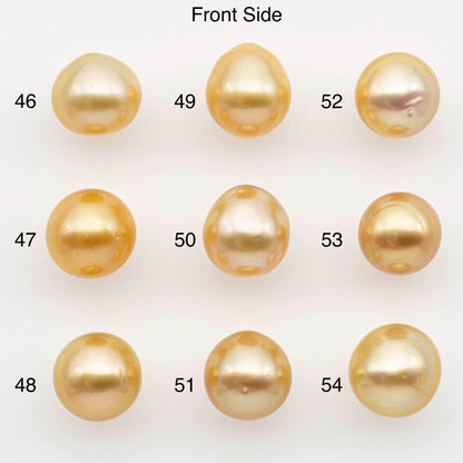 10-11mm South Sea Pearl, Gold Near Round Single Piece Nondrilled with High Luster and Minor Blemishes for Jewelry Making, SKU # 2680GS