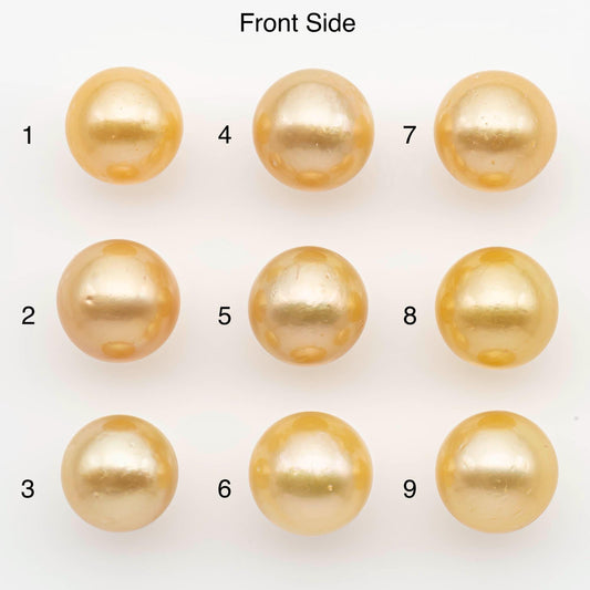 11-12mm South Sea Pearl, Gold Near Round Single Piece Nondrilled with High Luster and Minor Blemishes for Jewelry Making, SKU # 2682GS