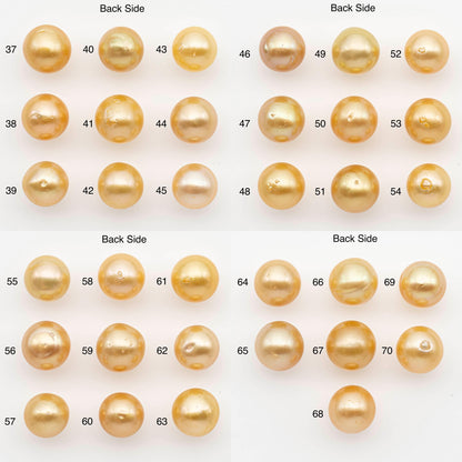 11-12mm South Sea Pearl, Gold Near Round Single Piece Nondrilled with High Luster and Minor Blemishes for Jewelry Making, SKU # 2682GS