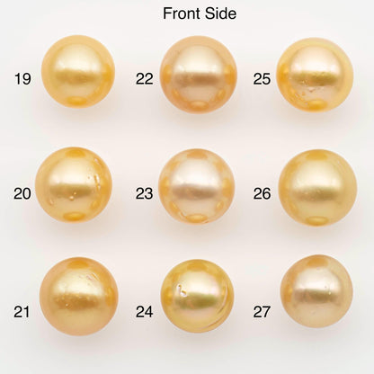 11-12mm South Sea Pearl, Gold Near Round Single Piece Nondrilled with High Luster and Minor Blemishes for Jewelry Making, SKU # 2682GS