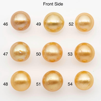 11-12mm South Sea Pearl, Gold Near Round Single Piece Nondrilled with High Luster and Minor Blemishes for Jewelry Making, SKU # 2682GS