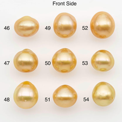 11-12mm South Sea Pearl, Gold Near Round Single Piece Nondrilled with High Luster and Minor Blemishes for Jewelry Making, SKU # 2683GS