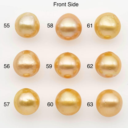 11-12mm South Sea Pearl, Gold Near Round Single Piece Nondrilled with High Luster and Minor Blemishes for Jewelry Making, SKU # 2683GS