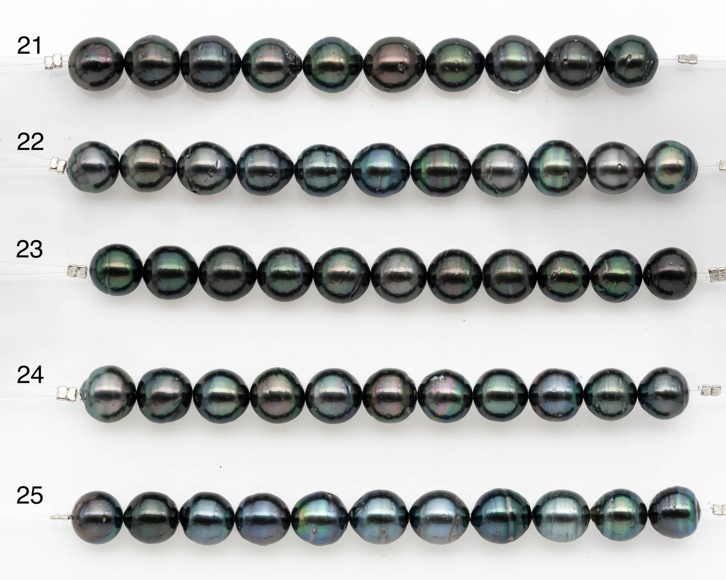 9-10mm Tahitian Pearl in Short Strand with All Natural Color with High Luster and Blemishes for Jewelry Making, SKU# 2662TH
