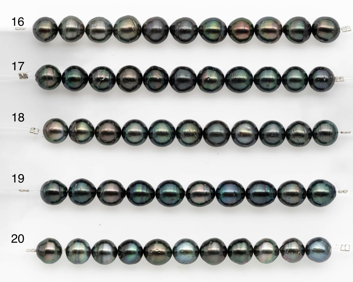9-10mm Tahitian Pearl in Short Strand with All Natural Color with High Luster and Blemishes for Jewelry Making, SKU# 2662TH