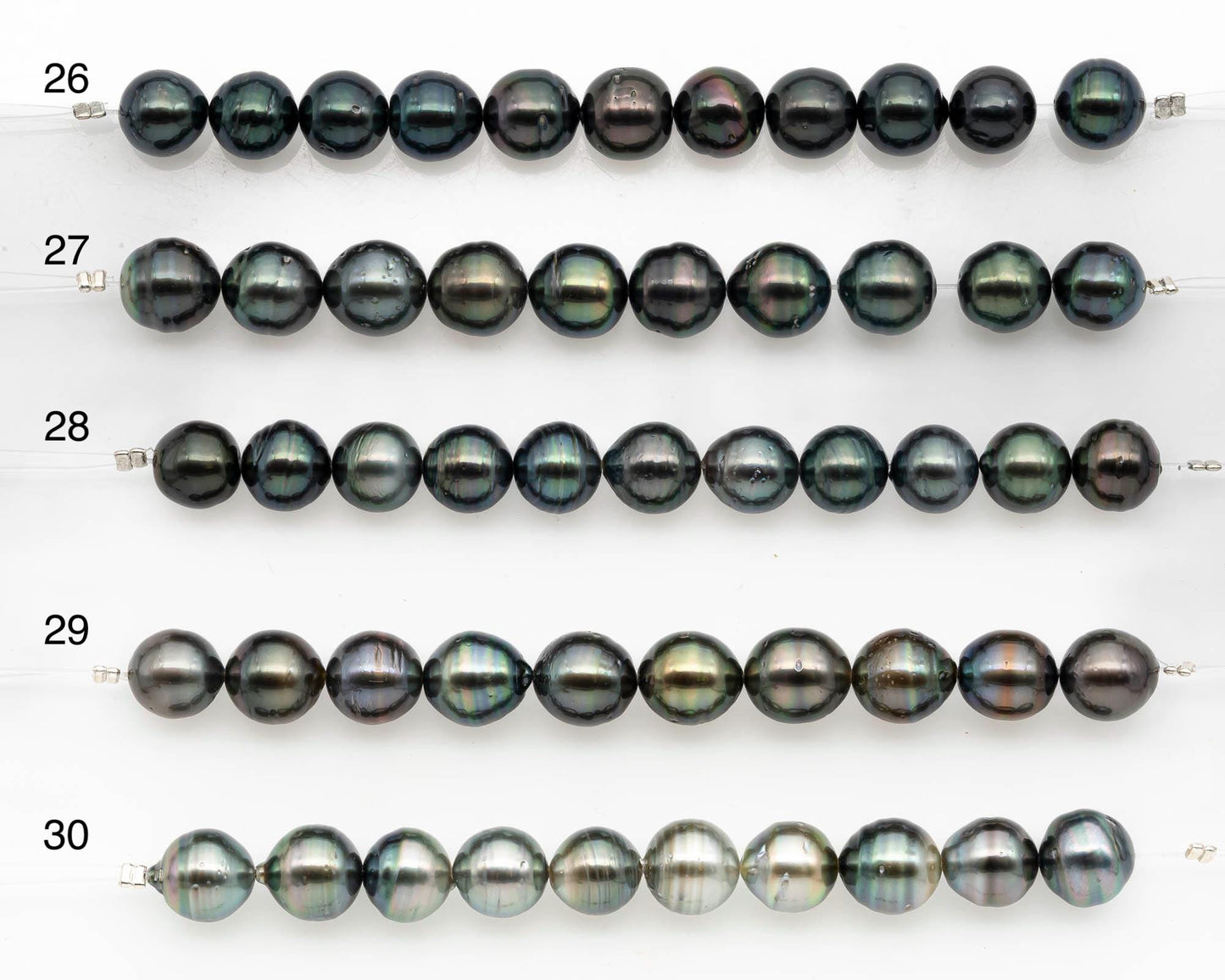 9-10mm Tahitian Pearl in Short Strand with All Natural Color with High Luster and Blemishes for Jewelry Making, SKU# 2662TH