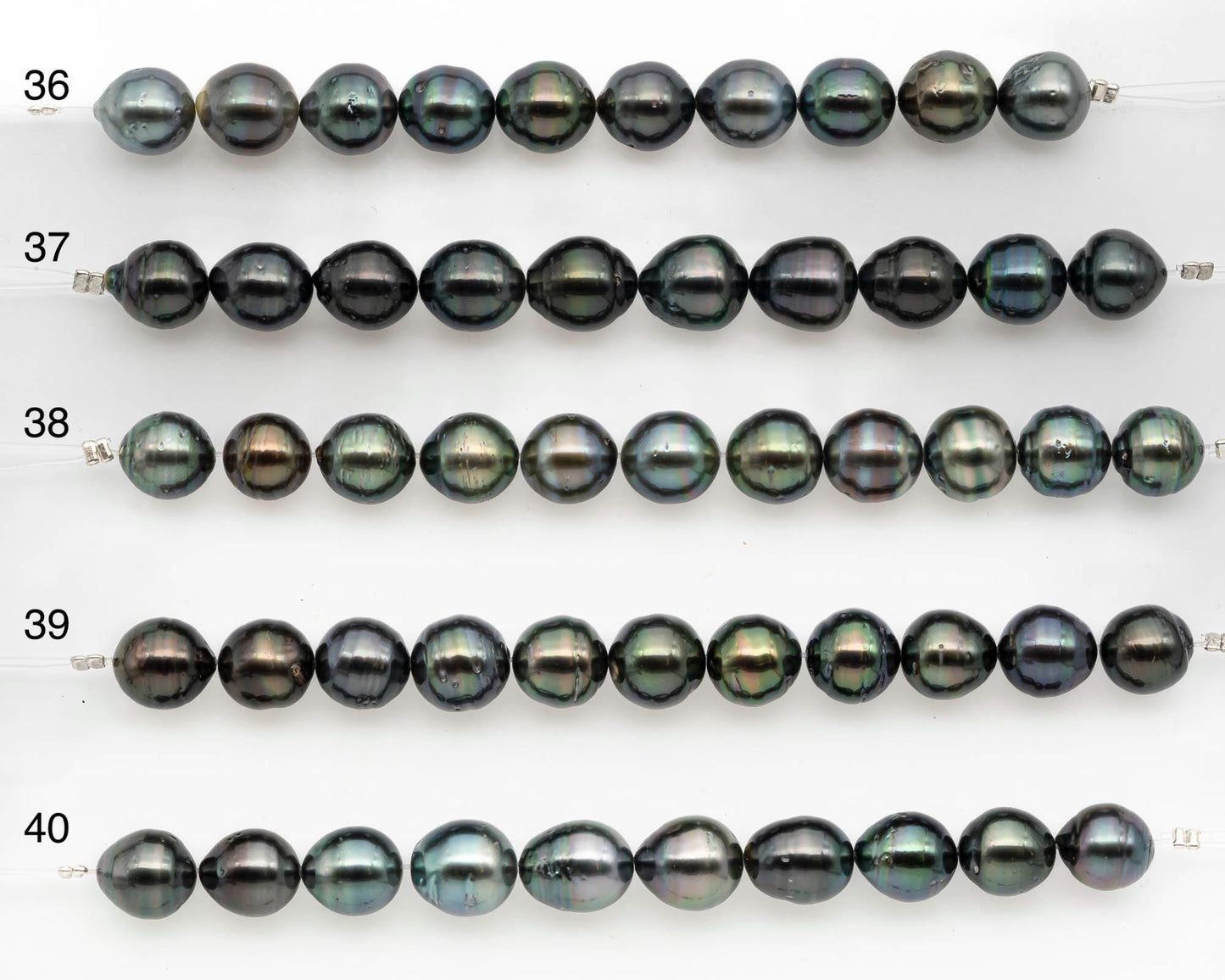 9-10mm Tahitian Pearl in Short Strand with All Natural Color with High Luster and Blemishes for Jewelry Making, SKU# 2662TH
