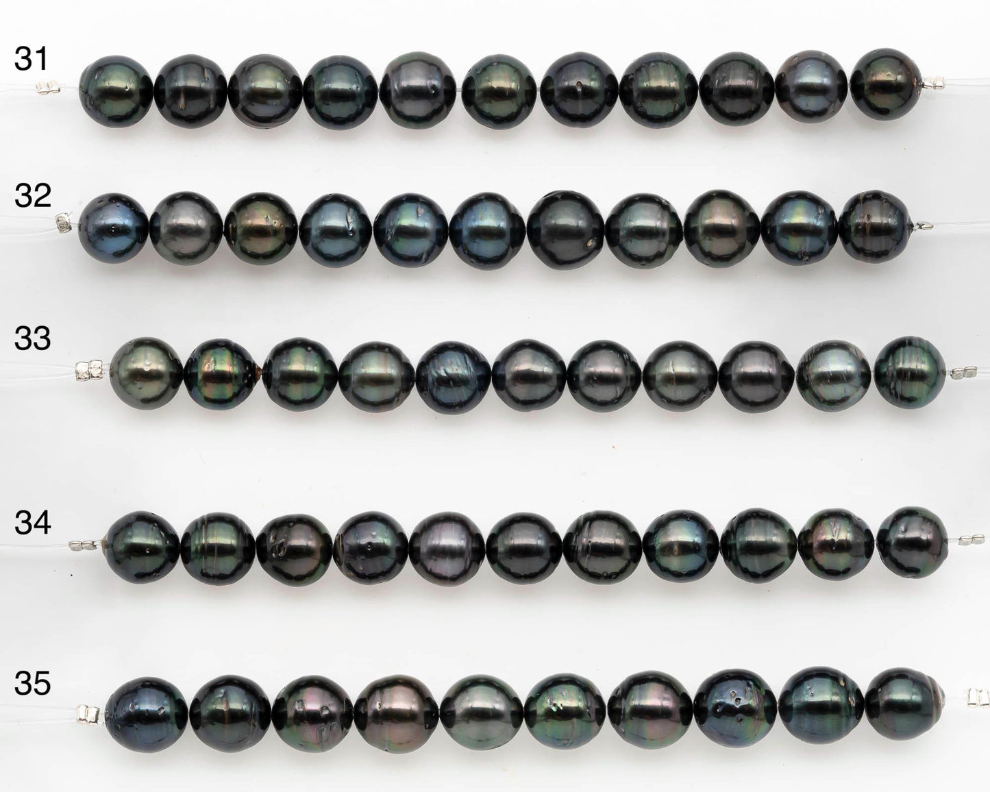 9-10mm Tahitian Pearl in Short Strand with All Natural Color with High Luster and Blemishes for Jewelry Making, SKU# 2662TH