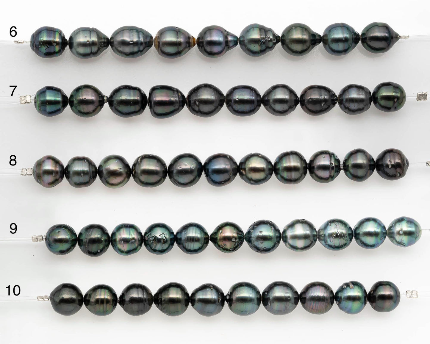 9-10mm Tahitian Pearl in Short Strand with All Natural Color with High Luster and Blemishes for Jewelry Making, SKU# 2663TH