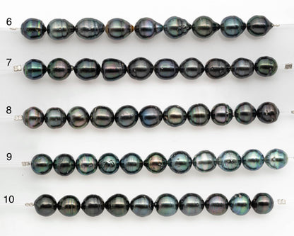 9-10mm Tahitian Pearl in Short Strand with All Natural Color with High Luster and Blemishes for Jewelry Making, SKU# 2663TH