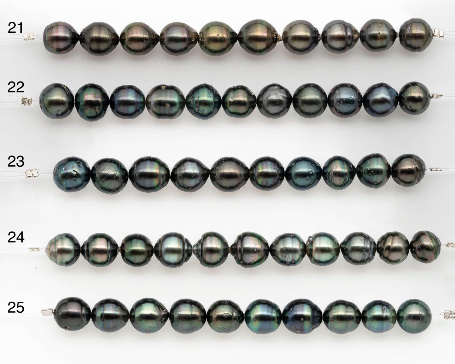 9-10mm Tahitian Pearl in Short Strand with All Natural Color with High Luster and Blemishes for Jewelry Making, SKU# 2663TH