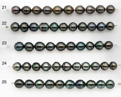9-10mm Tahitian Pearl in Short Strand with All Natural Color with High Luster and Blemishes for Jewelry Making, SKU# 2663TH