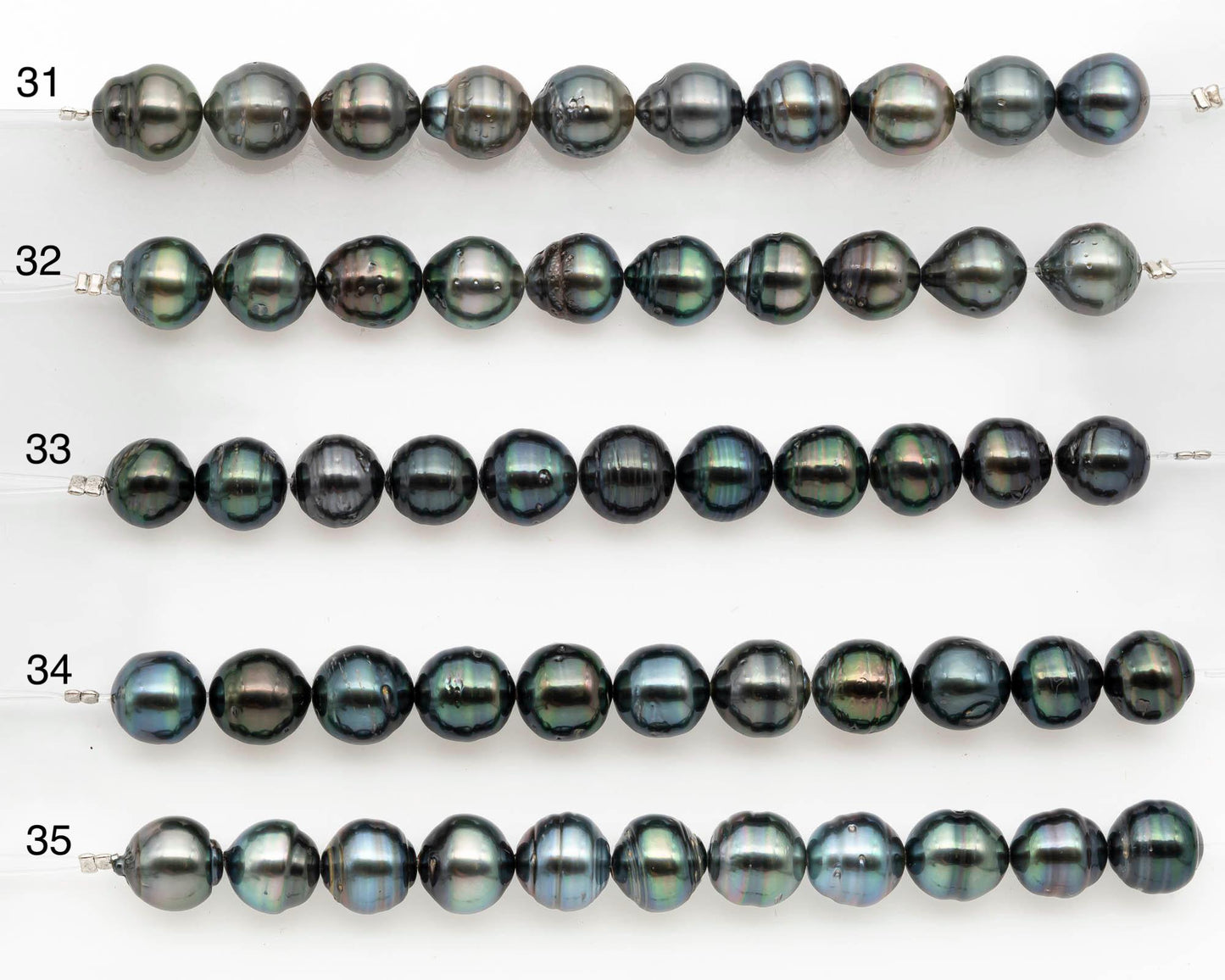 9-10mm Tahitian Pearl in Short Strand with All Natural Color with High Luster and Blemishes for Jewelry Making, SKU# 2663TH