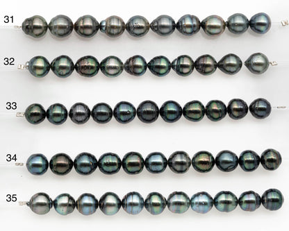 9-10mm Tahitian Pearl in Short Strand with All Natural Color with High Luster and Blemishes for Jewelry Making, SKU# 2663TH