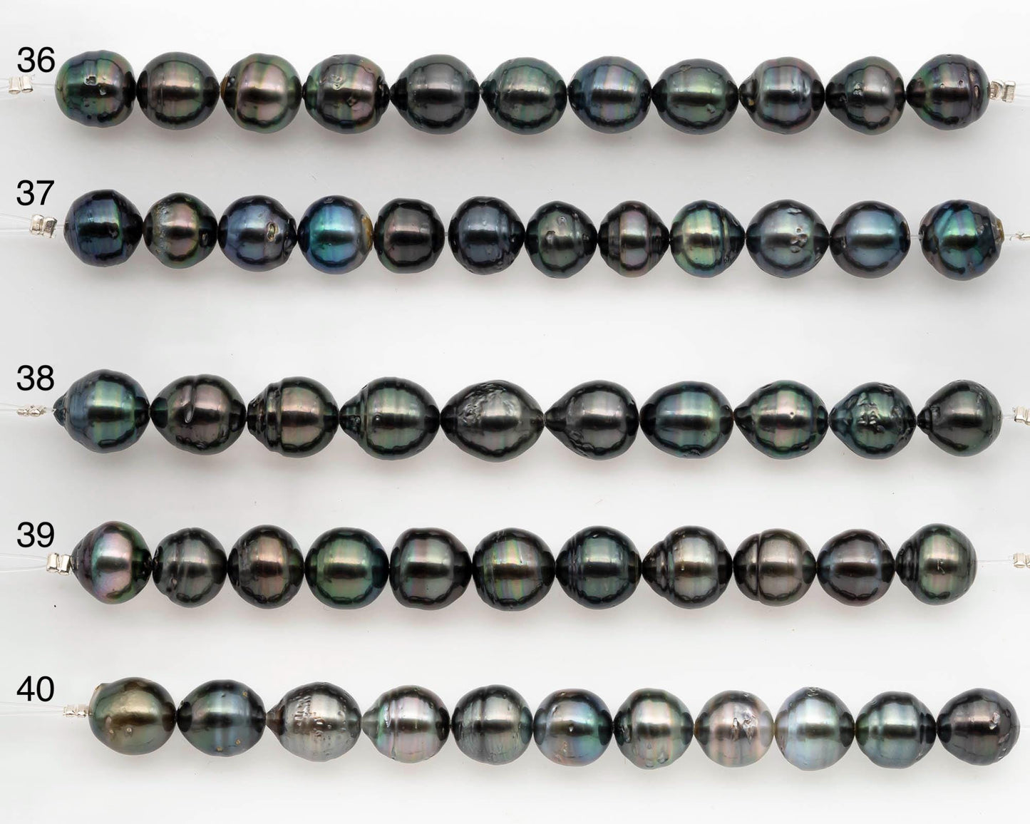 9-10mm Tahitian Pearl in Short Strand with All Natural Color with High Luster and Blemishes for Jewelry Making, SKU# 2663TH