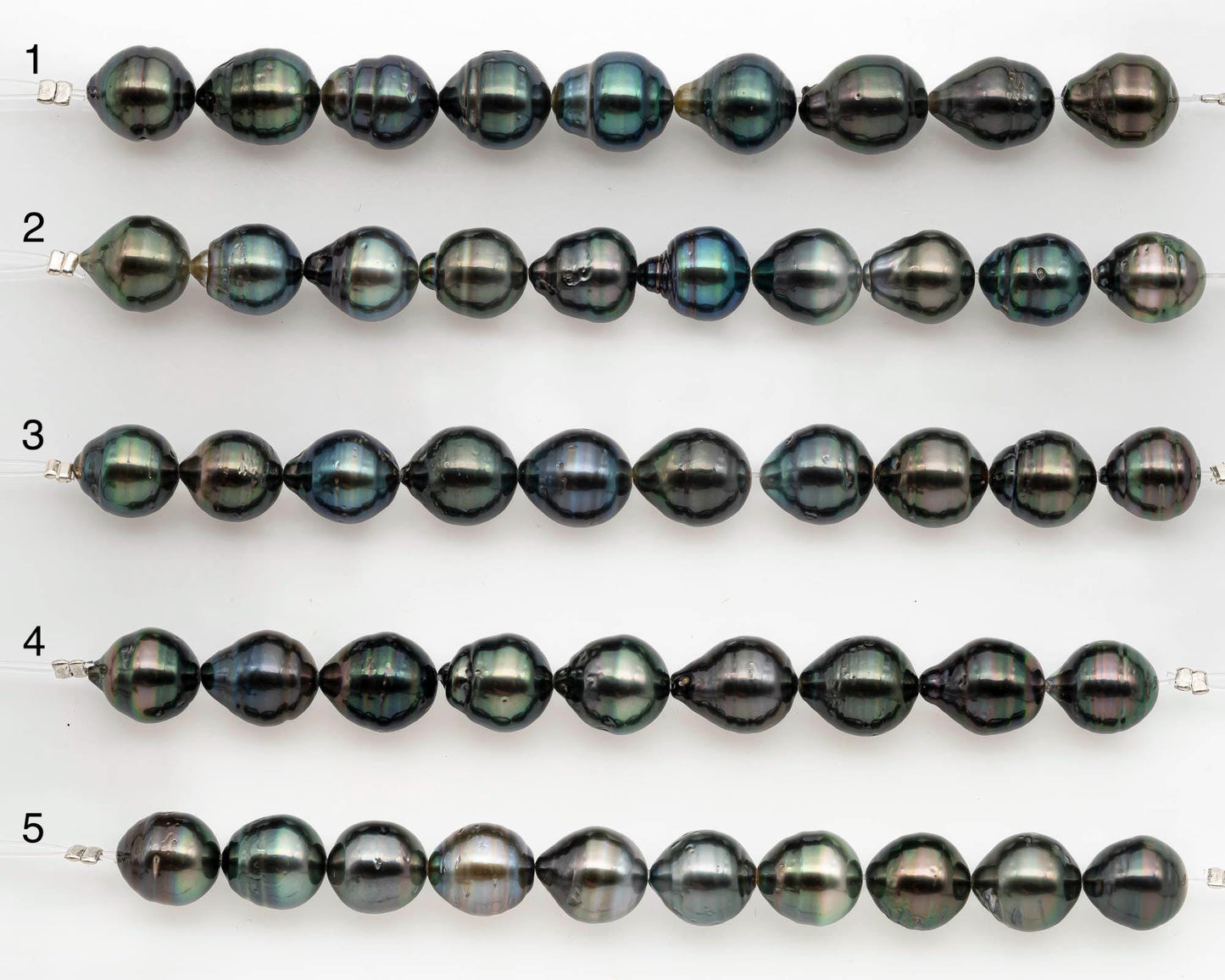 9-10mm Tahitian Pearl in Short Strand with All Natural Color with High Luster and Blemishes for Jewelry Making, SKU# 2664TH