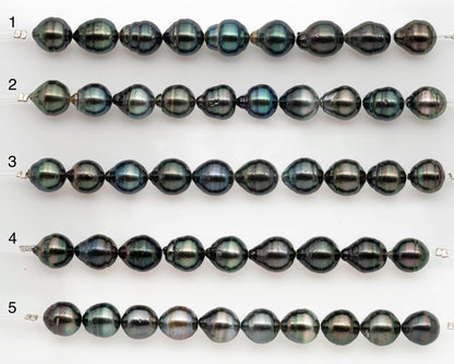 9-10mm Tahitian Pearl in Short Strand with All Natural Color with High Luster and Blemishes for Jewelry Making, SKU# 2664TH