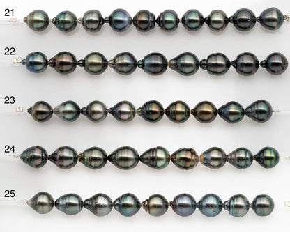 9-10mm Tahitian Pearl in Short Strand with All Natural Color with High Luster and Blemishes for Jewelry Making, SKU# 2665TH