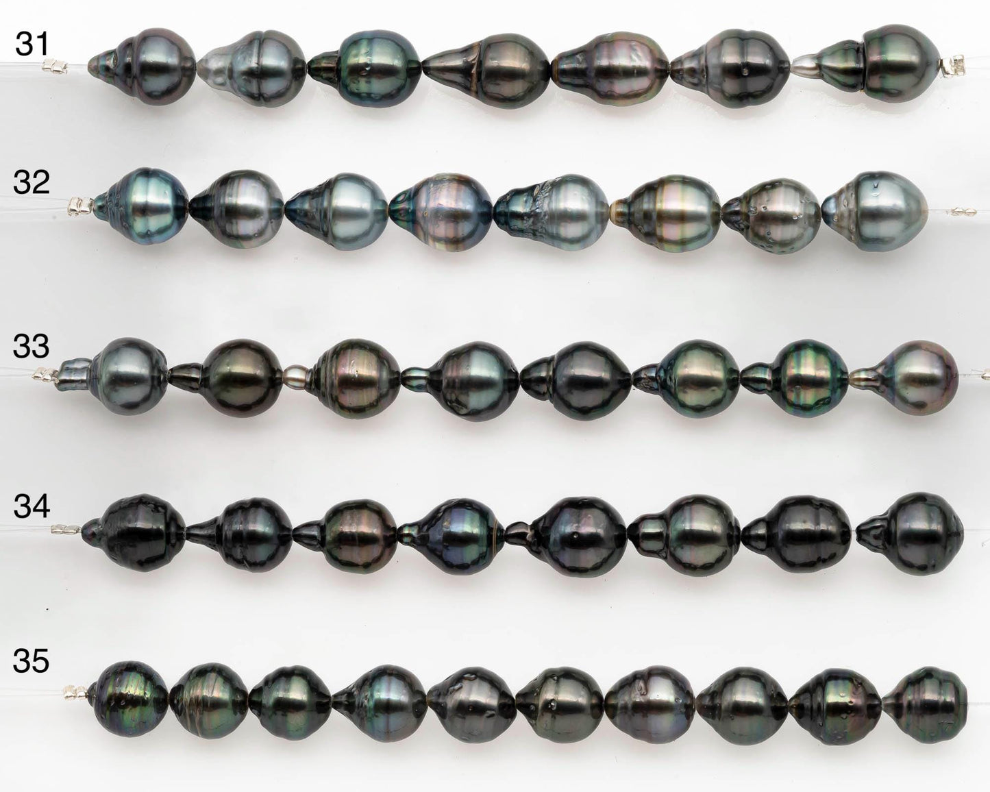 9-10mm Tahitian Pearl in Short Strand with All Natural Color with High Luster and Blemishes for Jewelry Making, SKU# 2665TH