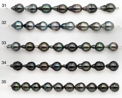 9-10mm Tahitian Pearl in Short Strand with All Natural Color with High Luster and Blemishes for Jewelry Making, SKU# 2665TH