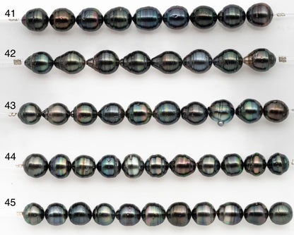 9-10mm Tahitian Pearl in Short Strand with All Natural Color with High Luster and Blemishes for Jewelry Making, SKU# 2665TH