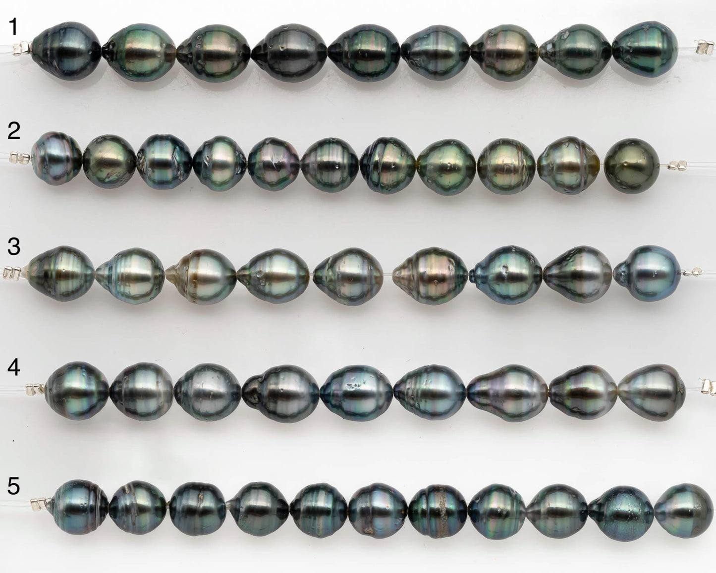 9-10mm Tahitian Pearl in Short Strand with All Natural Color with High Luster and Blemishes for Jewelry Making, SKU# 2665TH