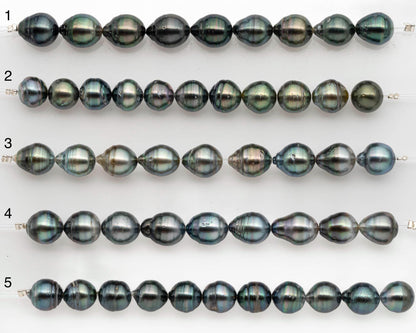 9-10mm Tahitian Pearl in Short Strand with All Natural Color with High Luster and Blemishes for Jewelry Making, SKU# 2665TH
