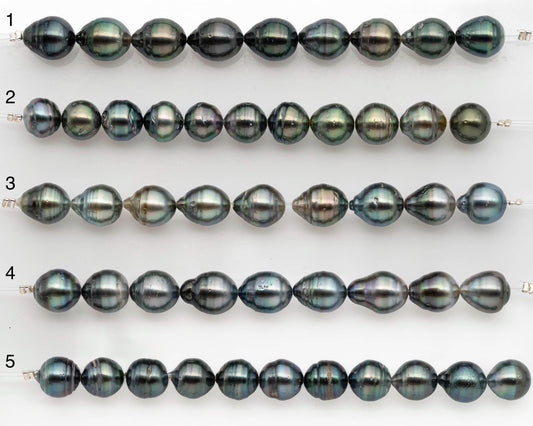 9-10mm Tahitian Pearl in Short Strand with All Natural Color with High Luster and Blemishes for Jewelry Making, SKU# 2665TH