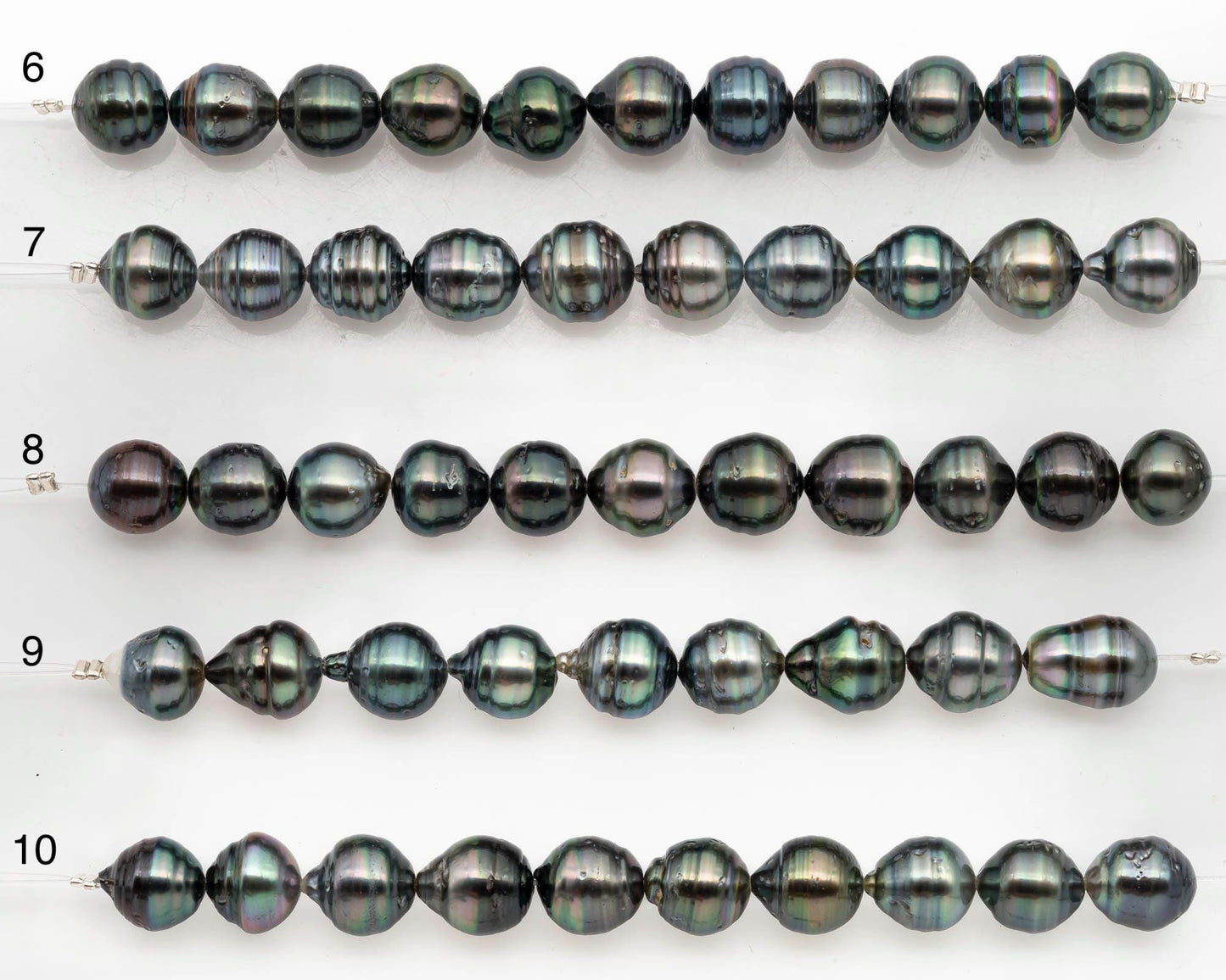 9-10mm Tahitian Pearl in Short Strand with All Natural Color with High Luster and Blemishes for Jewelry Making, SKU# 2666TH