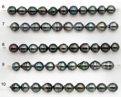 9-10mm Tahitian Pearl in Short Strand with All Natural Color with High Luster and Blemishes for Jewelry Making, SKU# 2666TH