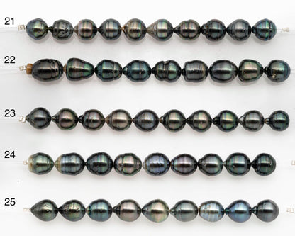9-10mm Tahitian Pearl in Short Strand with All Natural Color with High Luster and Blemishes for Jewelry Making, SKU# 2666TH