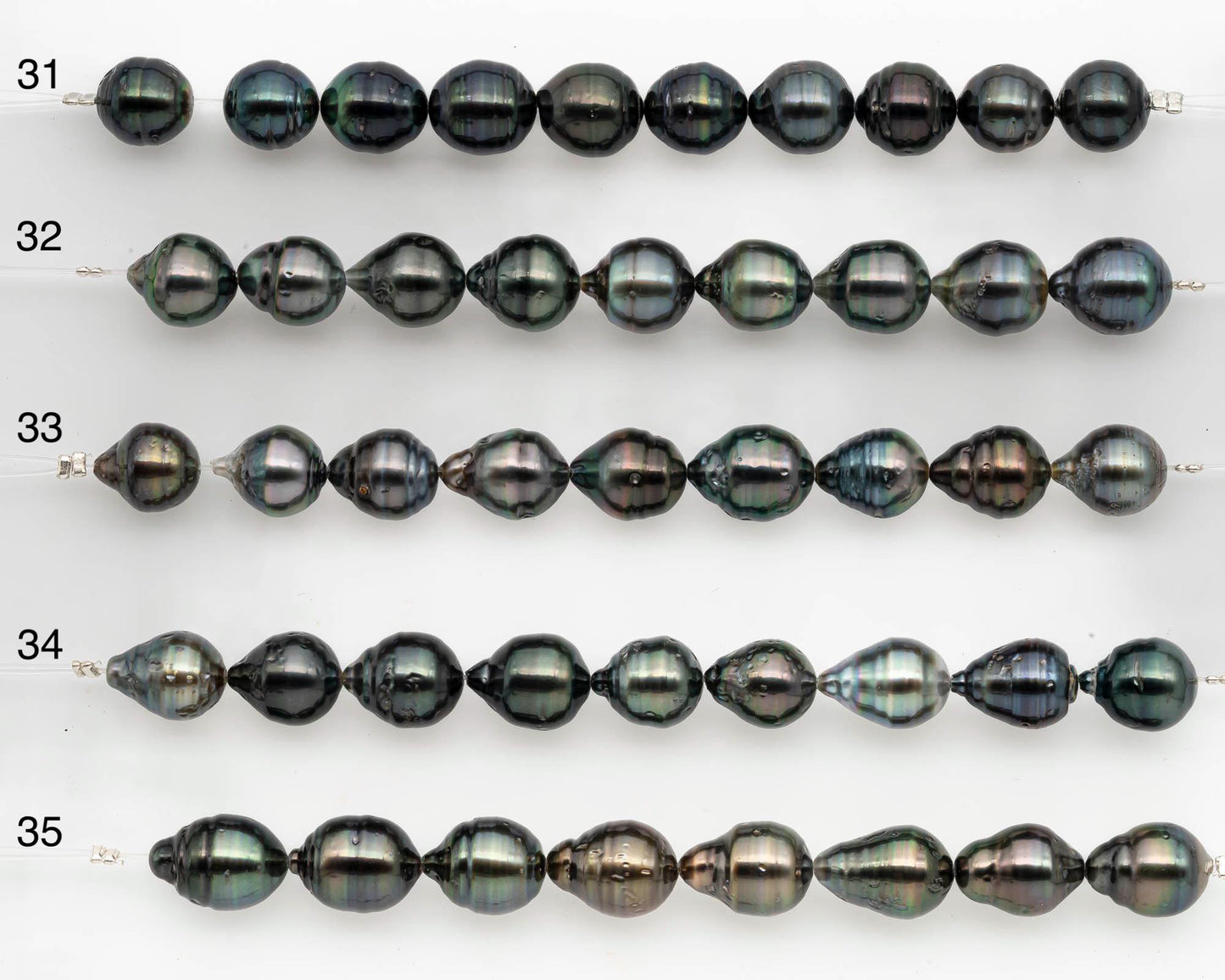 9-10mm Tahitian Pearl in Short Strand with All Natural Color with High Luster and Blemishes for Jewelry Making, SKU# 2666TH