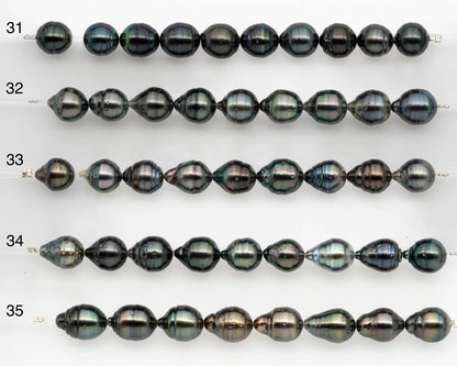 9-10mm Tahitian Pearl in Short Strand with All Natural Color with High Luster and Blemishes for Jewelry Making, SKU# 2666TH