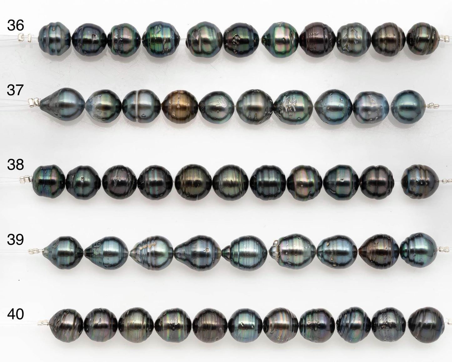 9-10mm Tahitian Pearl in Short Strand with All Natural Color with High Luster and Blemishes for Jewelry Making, SKU# 2666TH